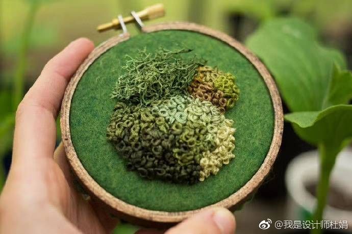 打籽绣 绣出青苔的效果